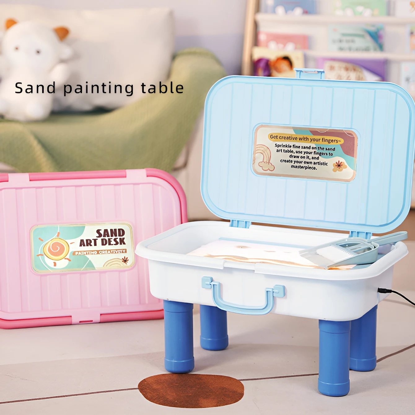 Children's Sand Painting Table Toy Drawing Kit With Lighting, Fun And Creative DIY Handicraft Making