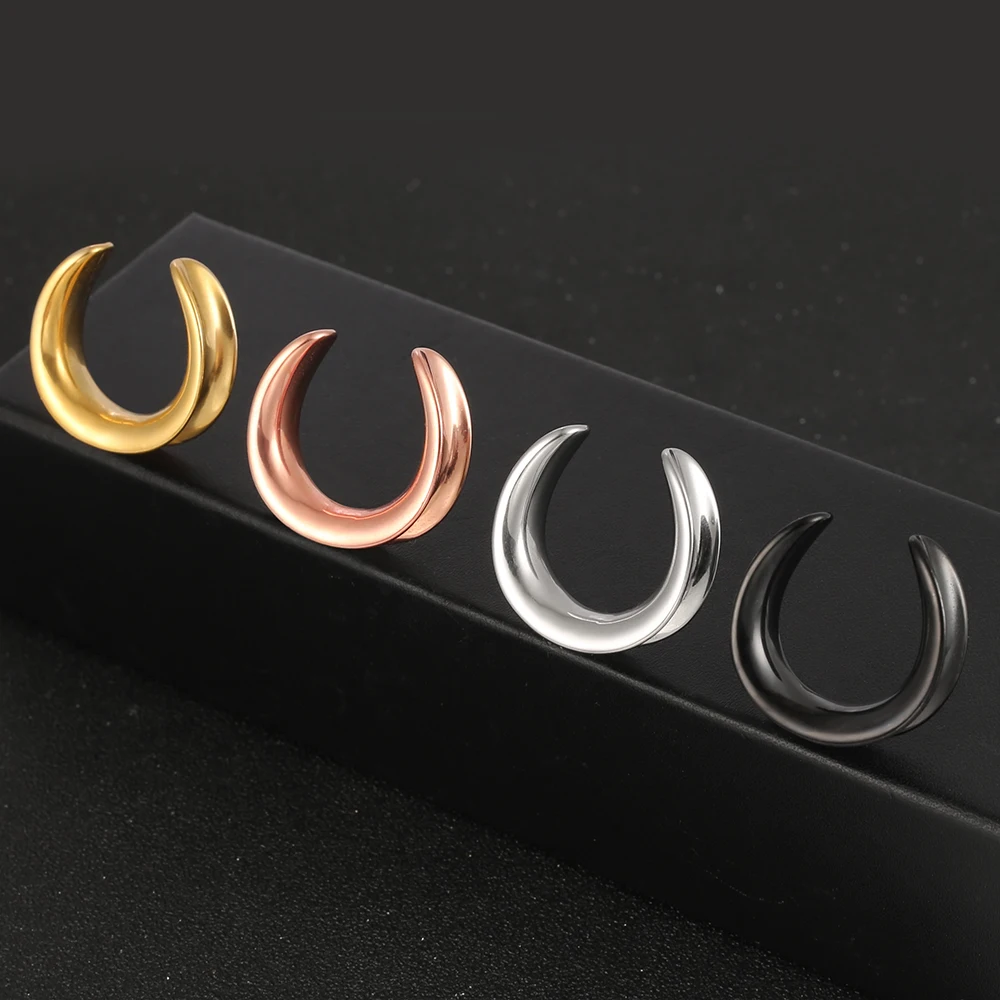 Casvort 2 PCS New Saddle Ear Tunnel Plug Piercing Ring Expander Studs Stretchers Fashion Body Piercing Jewelry Earrings Gift