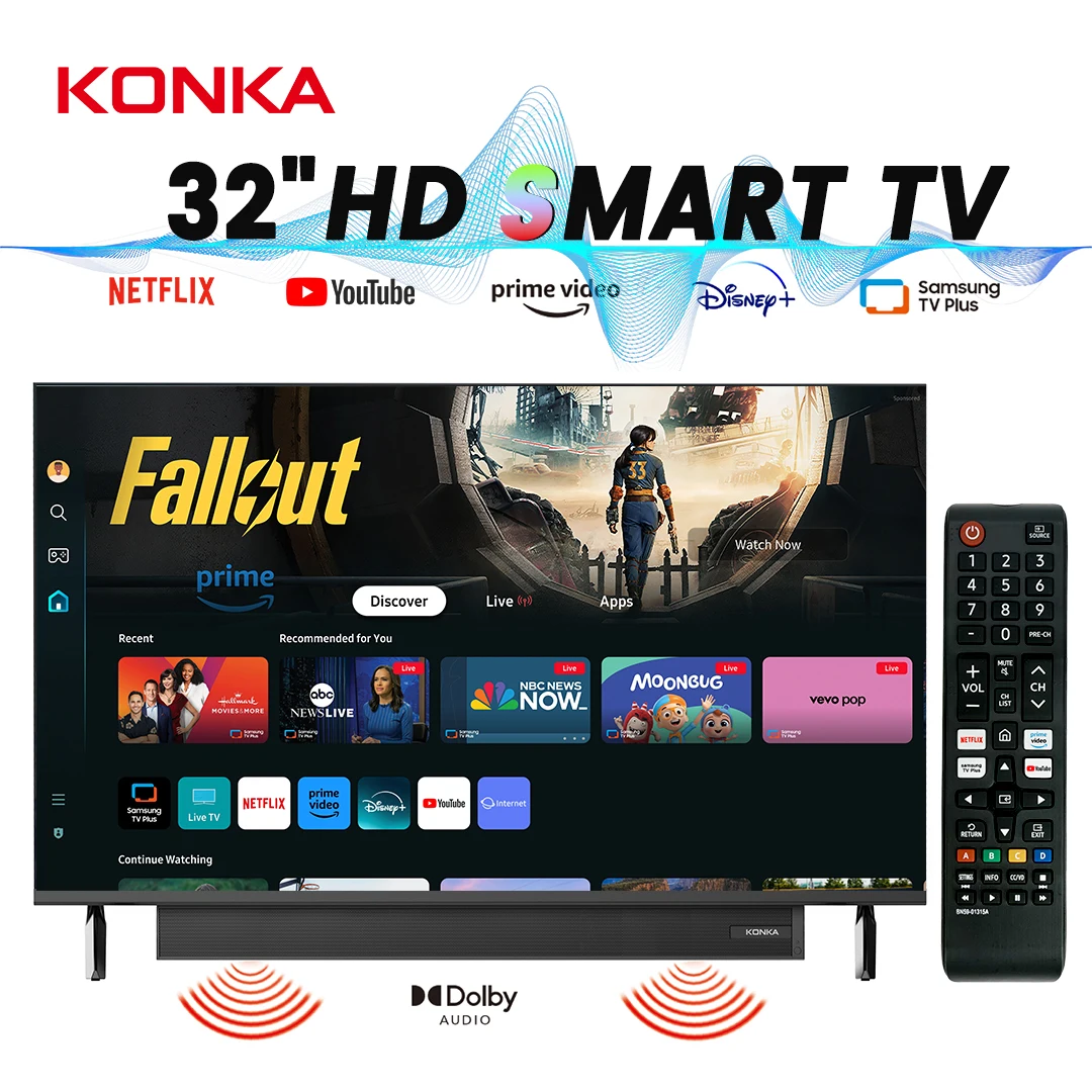 KONGA 32-Zoll-Smart-TV Tizen OS Integrierte 30-W-Soundbar HDR10 V-Max-Display Theater Audio Dynamischer Sound 1 Jahr Garantie