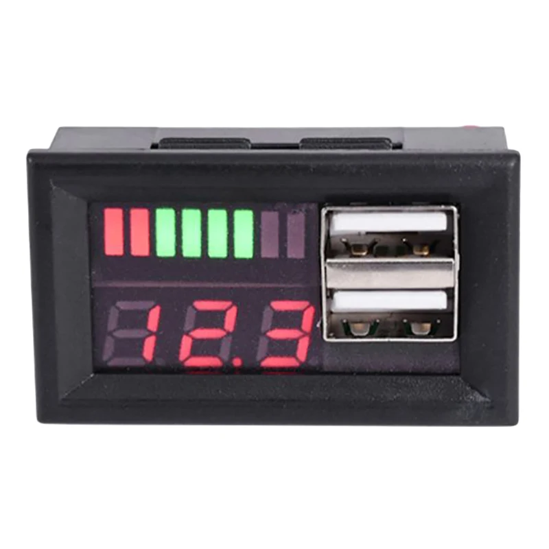 12V Digital Voltmeter Voltage Battery Panel Meter For Car Motorcycle USB 5V 2A Output