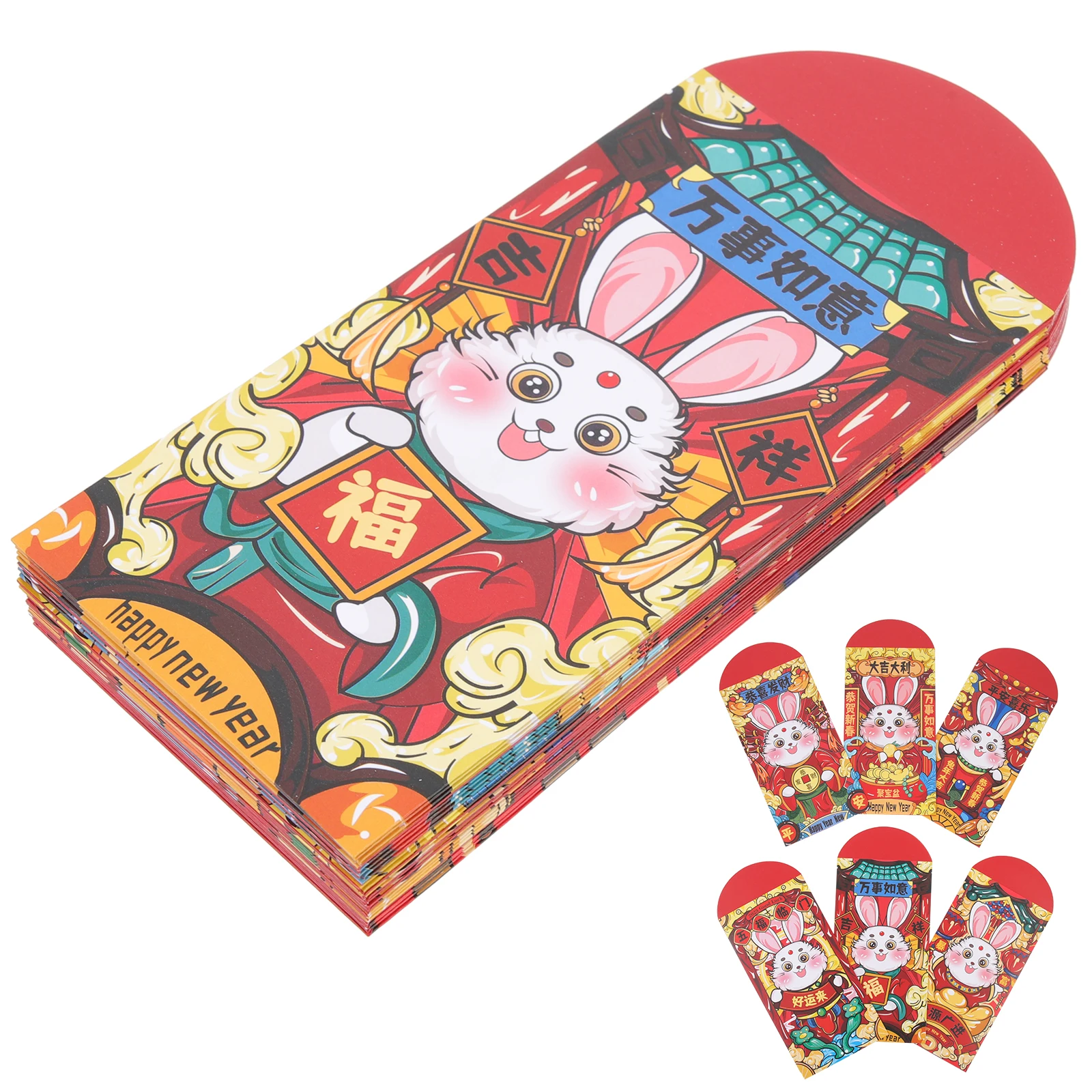 

24 Pcs Year of Rabbit Red Envelopes 2023 Luck Money Bags Spring Festival Gift Chinese Style Cartoon Paper Envelope Lightweight