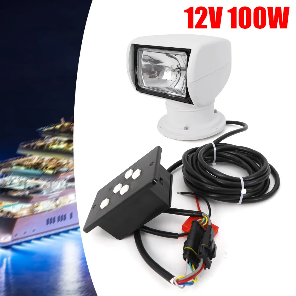 

12V 100W Remote Control Boat Spotlight 360° Rotate Truck Car Marine Searchlight