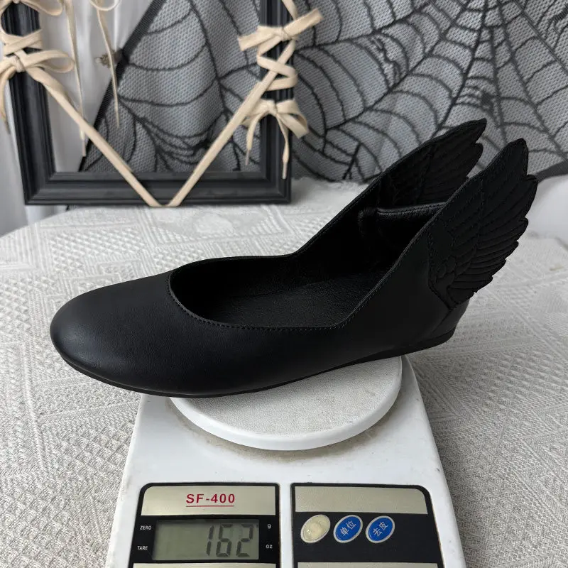 Medieval Shallow Mouth Single One Pedal Wing Design Spring and Summer Versatile Girl Feeling Light Retro Women's Flat Shoes view 4