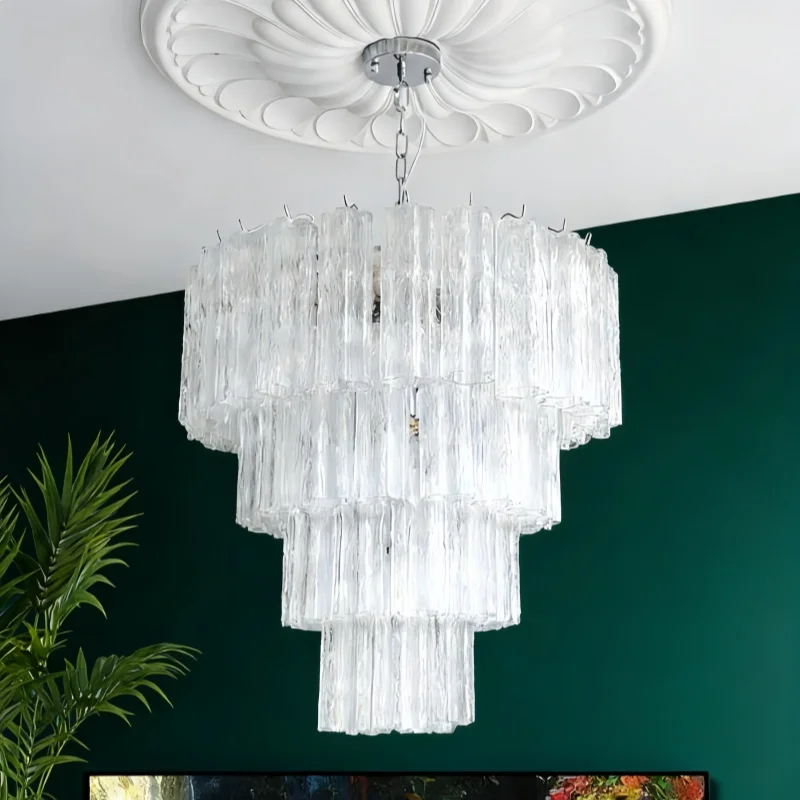 2026 New Luxury Pink Italian Crystal Strip Chandelier Modern High-End Pendant Ceiling Light for Villa Living Room Home Decor