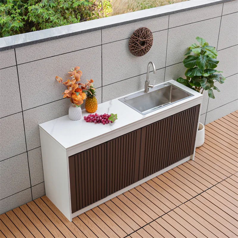 LH outdoor courtyard aluminum alloy rock slab wash basin balcony locker integrated