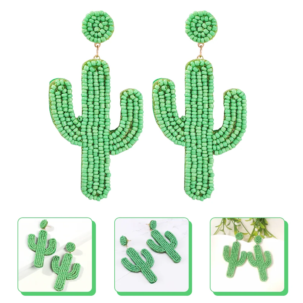 

Cactus Earrings Drop for Women Studs Bohemian Beaded Creative Dangle Manual Miss