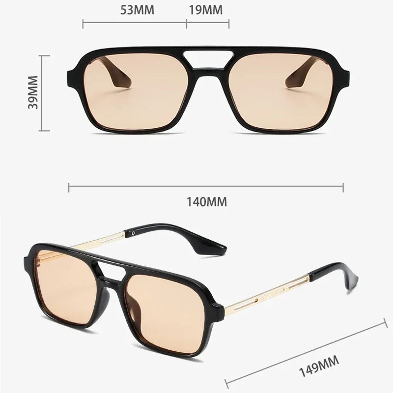 Fashion Pilots\' Double Beam Sunglasses 2024 New Retro Box Eyeglasses Instagram Internet Personalized Eye Protection Sunglasses