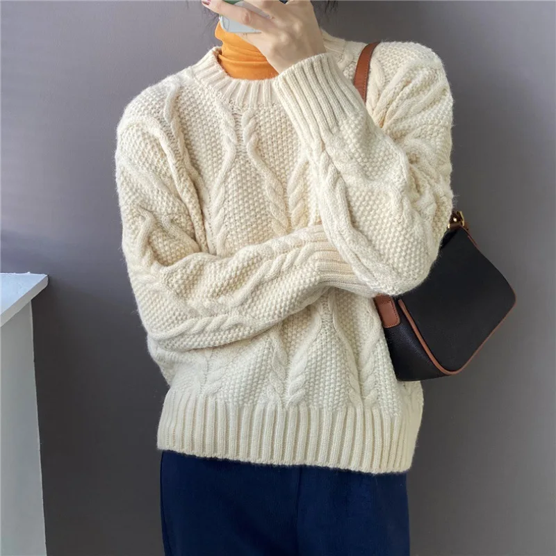 Autumn Winter New Fashion All-match Sweater Women Long Sleeve Solid Y2K Pullovers Loose Simplicity Chic Lady Tops Female Clothes