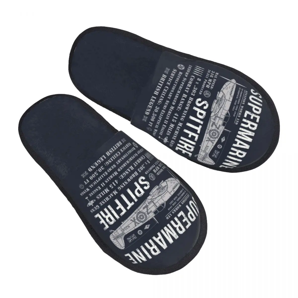 

Vintage Supermarine Spitfire Guest Slippers for Bedroom Women Custom Print Fighter Pilot Aircraft Airplane Plane House Slipper