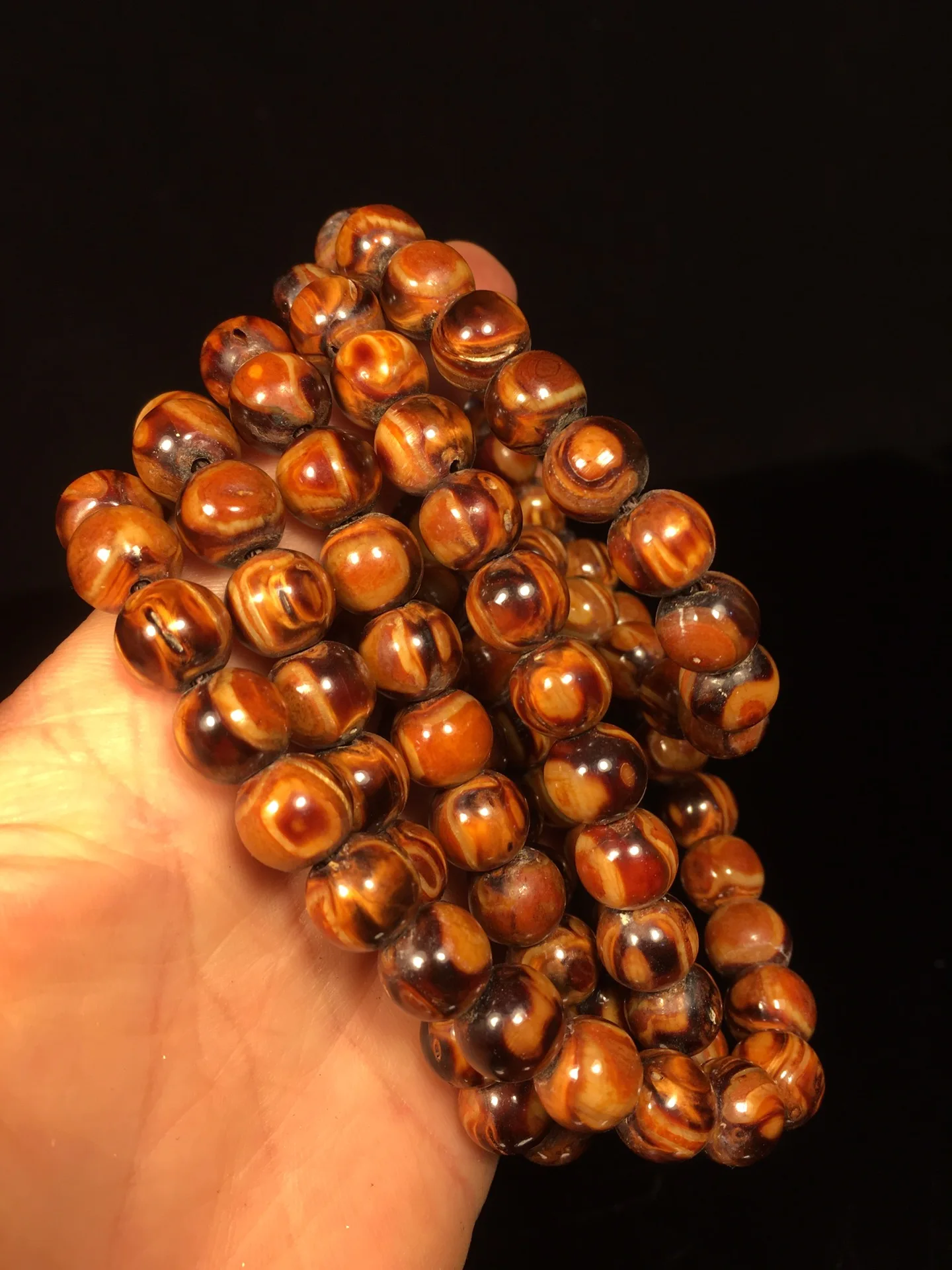 

20"Tibetan Temple Collection Old Crane Heavenly Pearl 108 Buddha Beads Necklace Pendant Amulet Dharma Town house Exorcism