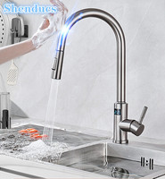 Smart Digital Touch on Kitchen Faucets 304 Stainless Steel Hot Cold Kitchen Sink Mixer Tap Pull Out Digital Touch Kitchen Faucet