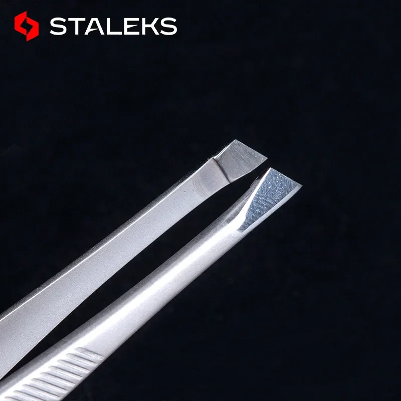 STALEKS TC-10-3 Professional High Quality Stainless Steel Slant Tip Hair Removal Eyebrow Tweezers Eyelash Extension Makeup Tool