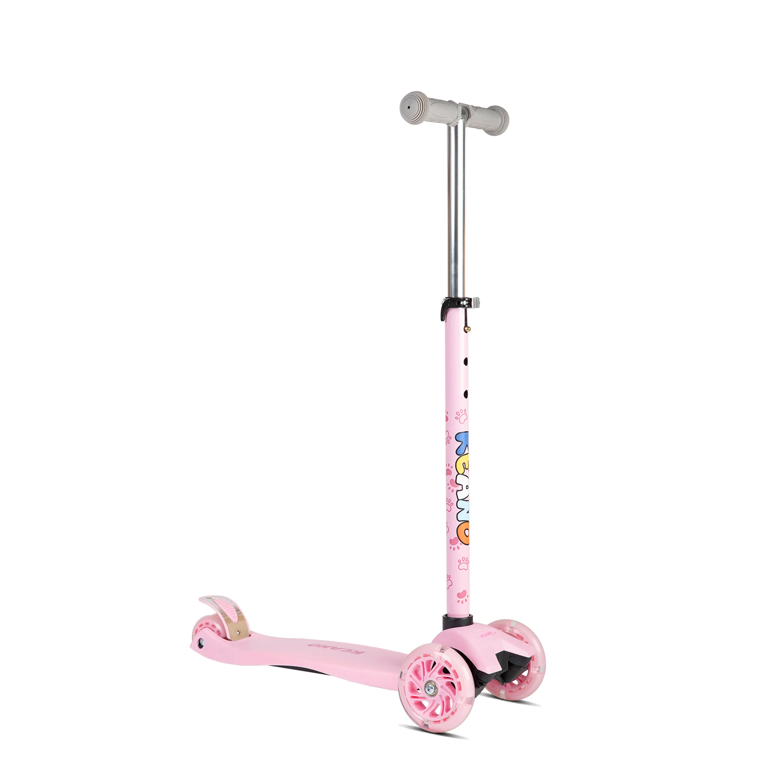 KEANO Kick Scooter for Boys & Girls, Kids and Toddler 3 Wheel Scooter with Light Up Wheels, Adjustable Handlebars, Brake, Pink