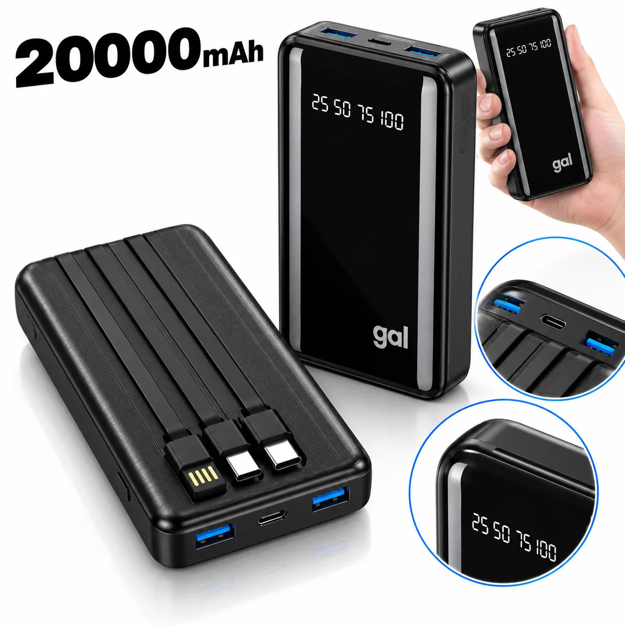 Carregador Portátil Power Bank Favo de Mel Bateria Externa 20000mah/10000mah