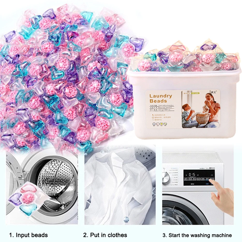 50Pcs Laundry Detergent Soap Box 5 in 1 Detergent Liquid Capsule Ball Laundry Aroma Liquid Capsule Ball for Home Dormitory