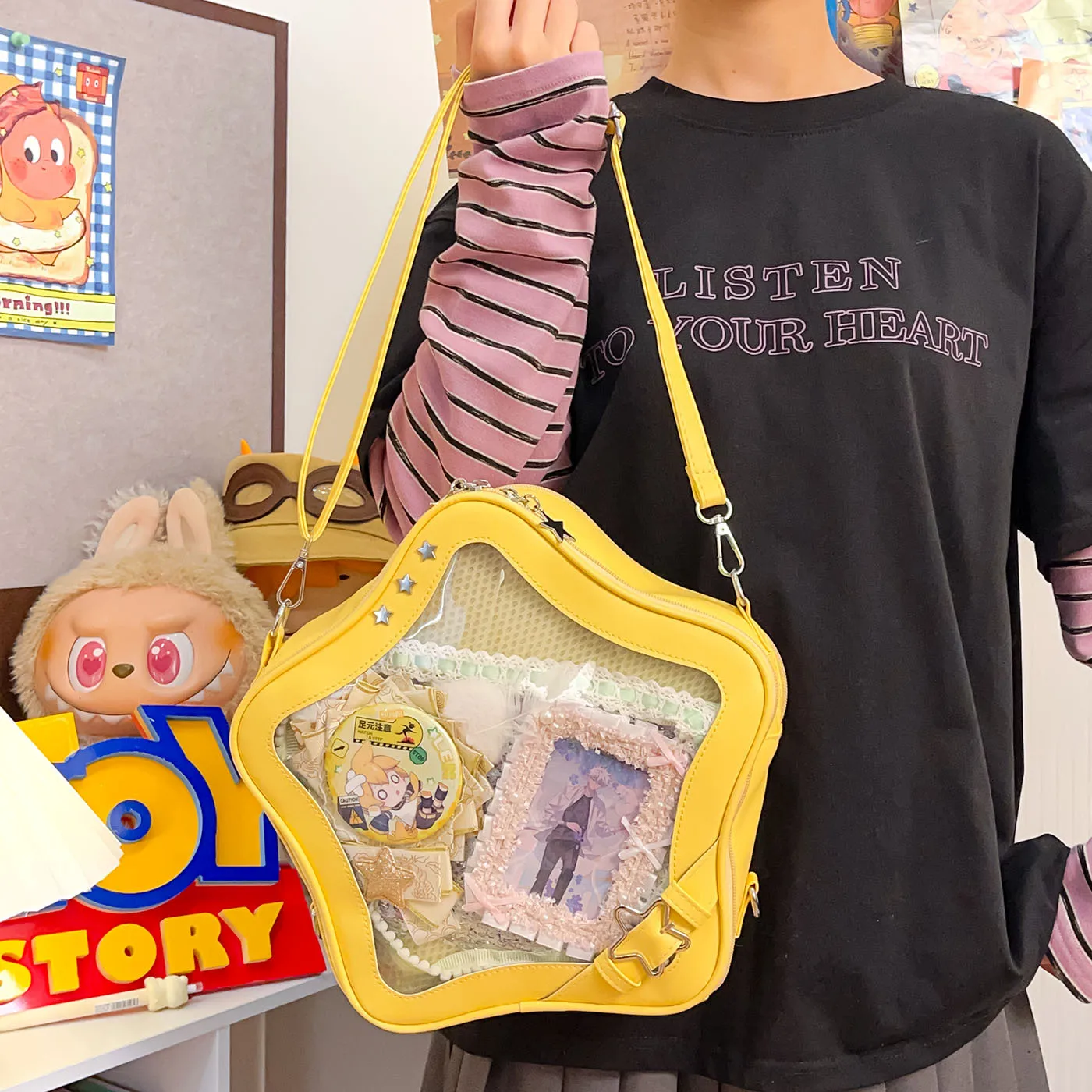 Japanese Style Cute Anime Star Itabag Women Mini Backpack Crossbody Bag for Women Soft PU Leather Sweet Punk Fashion Bag Women