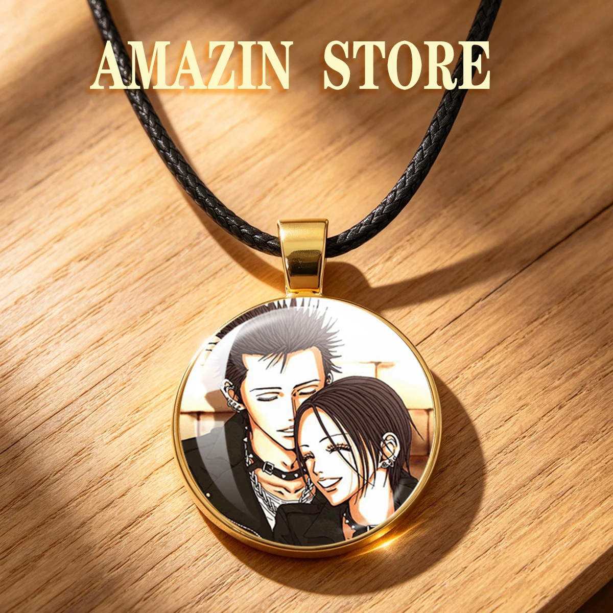 Japanese Anime Fashion NANA Manga Osaki Glass Leather Rope Necklace Figure Jewelry Fans Pendant Gifts Another me in the world