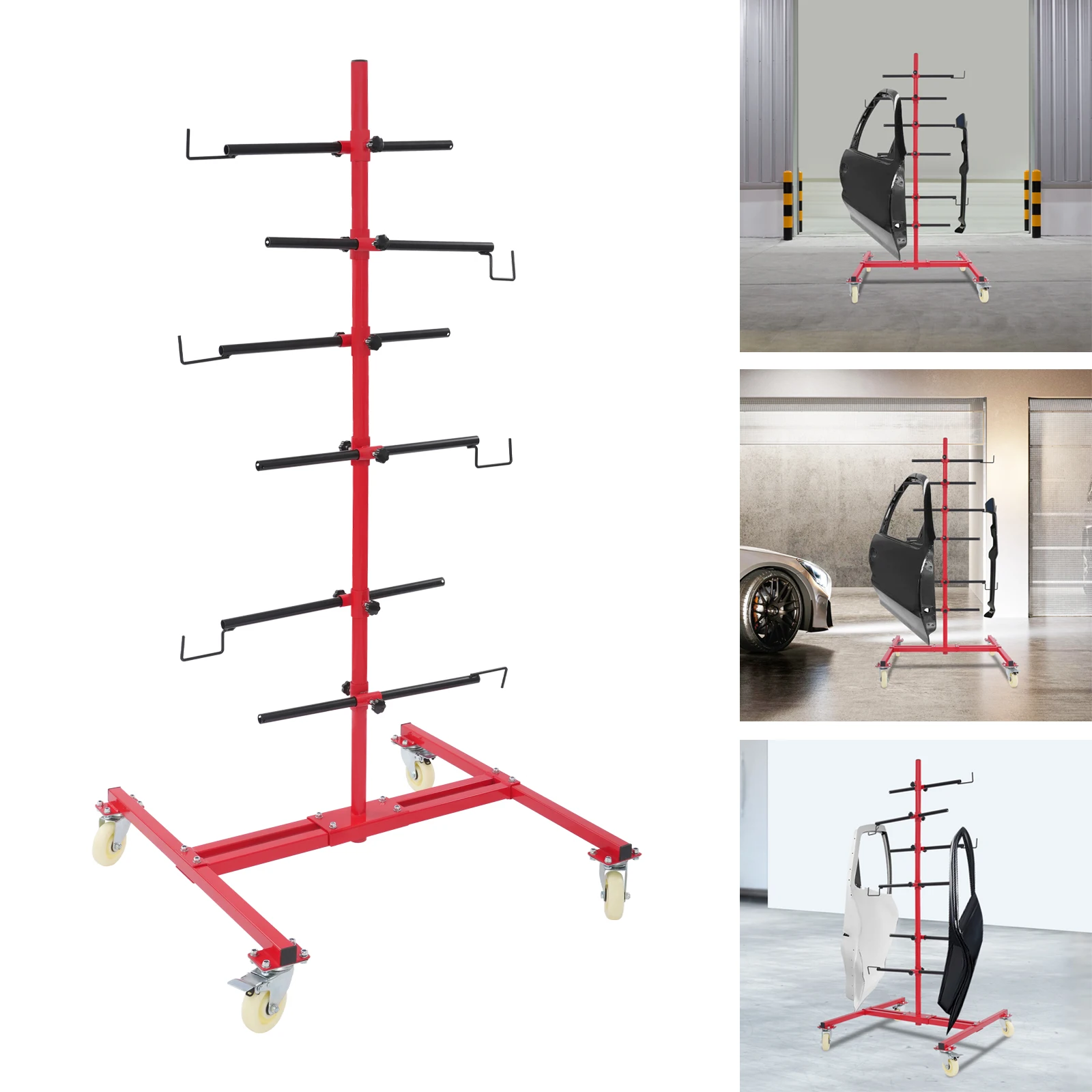 Q235 Staffa per albero in acciaio da 178 cm Staffa per albero per pittura per riparazione auto mobile a 6 ganci Pannello per carrozzeria per auto