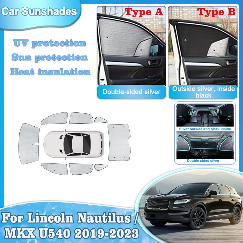 Car Sun Shade For Lincoln Nautilus 2022 Accessories MKX 2019-2023 Sunshades Windshield Side Window Covers UV Protection Bodykits