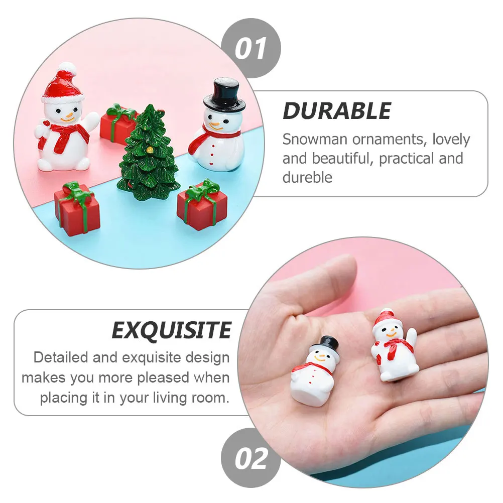 

50pcs Resin Mini s Christmas Decorations Red Hat Snowman Statue Indoor Outdoor Small Xmas Ornament Garden Home