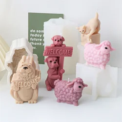 3D Cute Cat And Dog Silicone Candle Mold DIY Cartoon Animal Sheep Beavers Scented Home Candle Chocolate Cake Decor