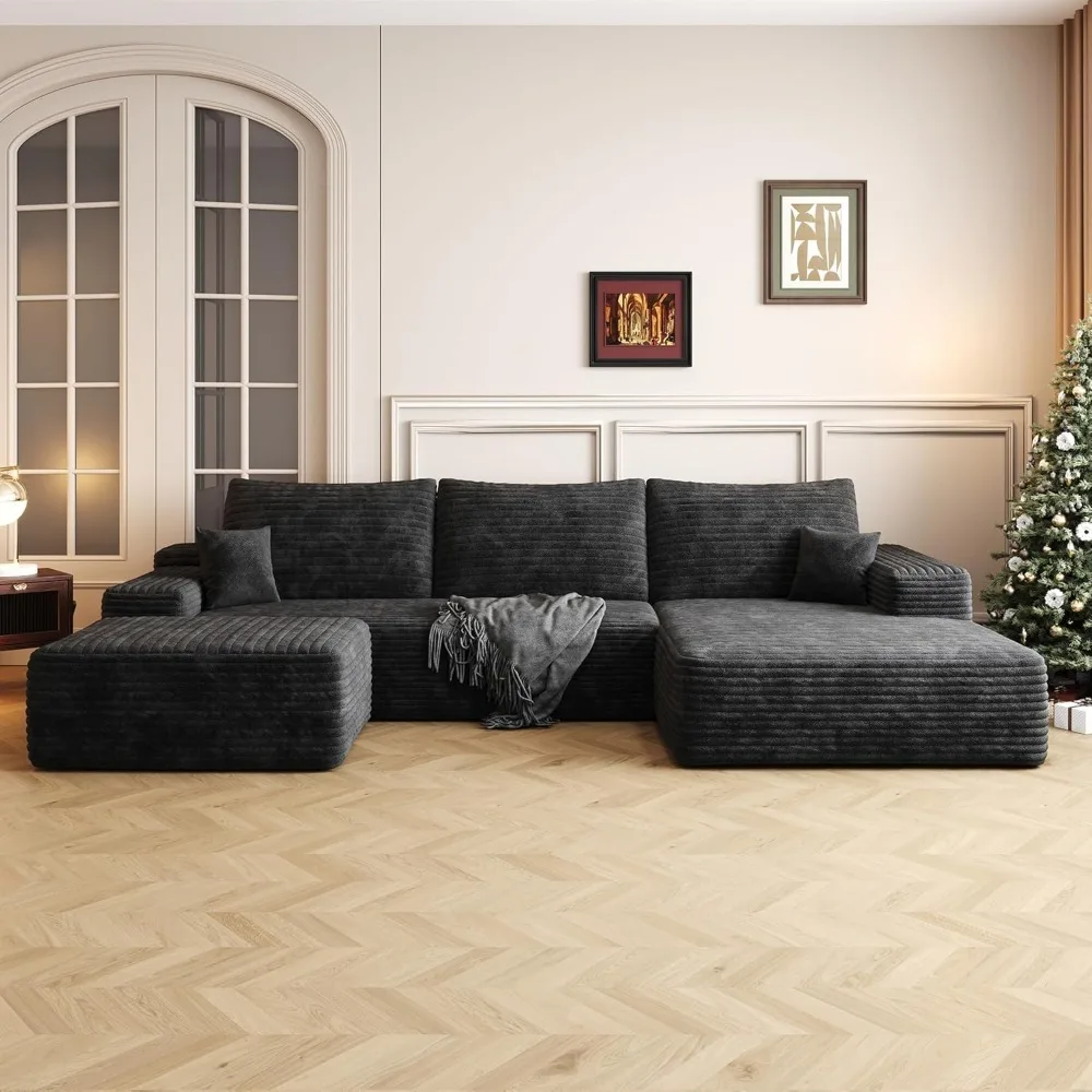 

108" sectional couches for living room modern modular sofa with l-shape couchs upholstered boneless couch deep seat sectional