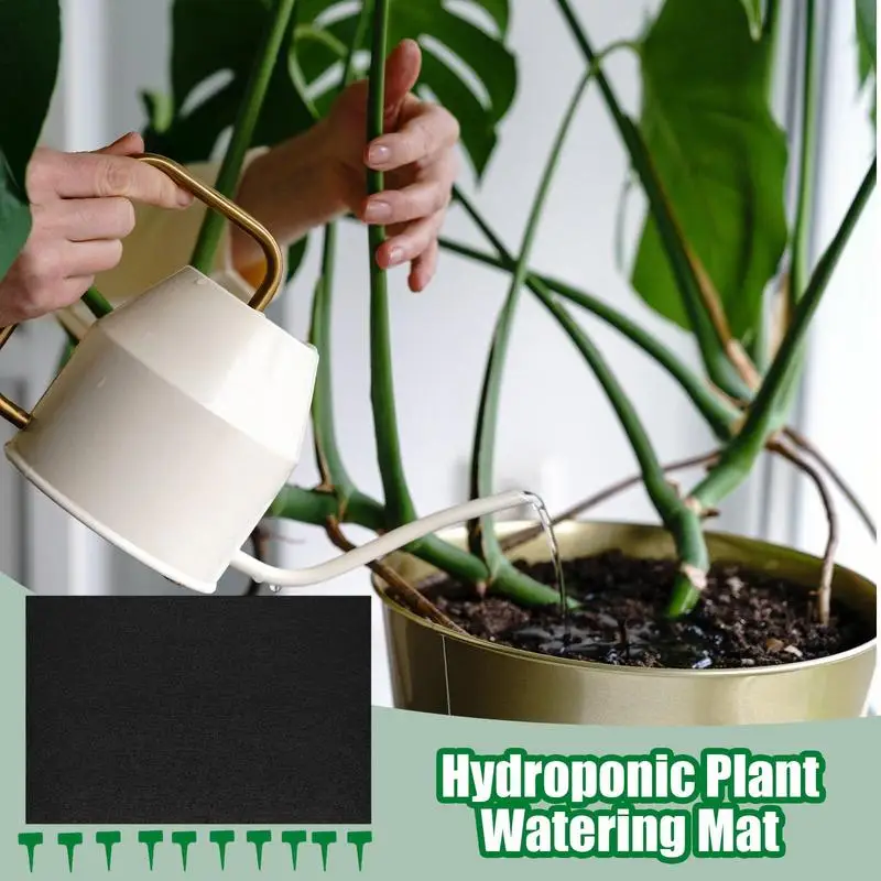 Capillary Mat 47x39Inch Automatic Plant Watering Mat Thicken Wicking Pad with Label Stakes Hydroponics Garden Accessories for