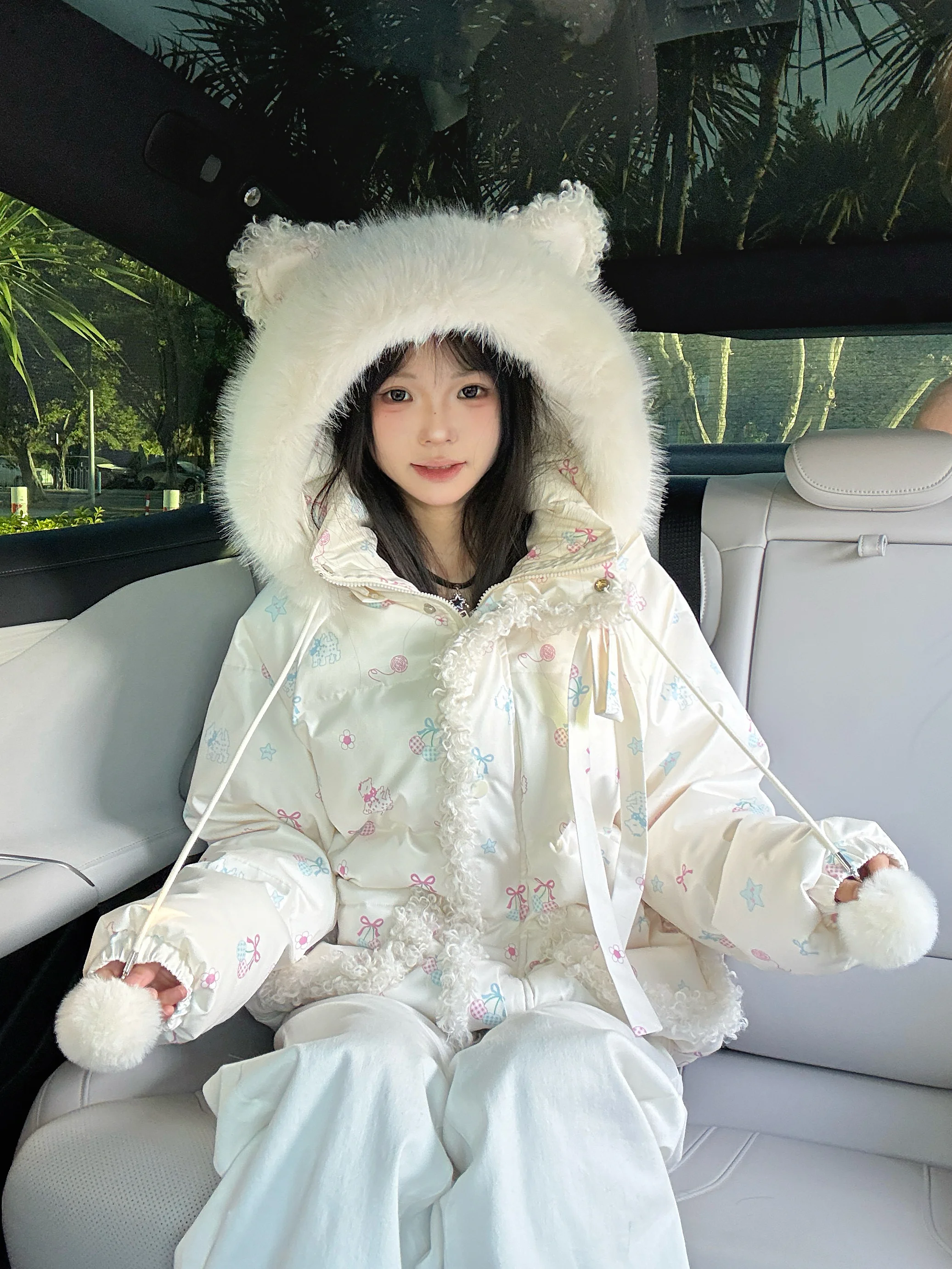 

Хлопковая куртка Sweet College Sle с капюшоном и воротником-бабочкой из искусственного меха, теплое пальто с хлебом, длинное пальто на молнии Cl...