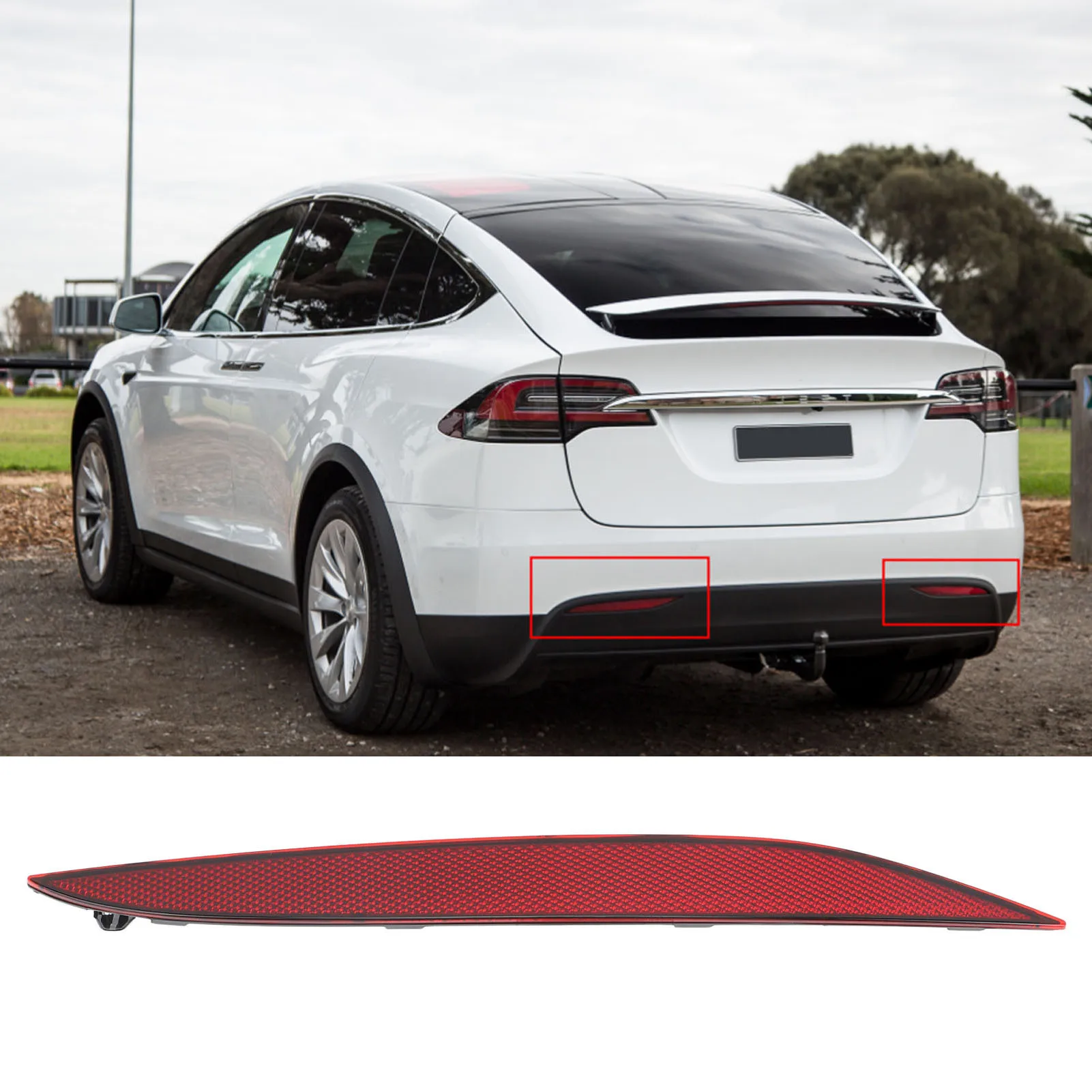 Rear Bumper Reflector Red Bumper Tail Side Reflector Panel Replacement for Tesla Model X 2018 to 2023 Accessory Reflective Tool