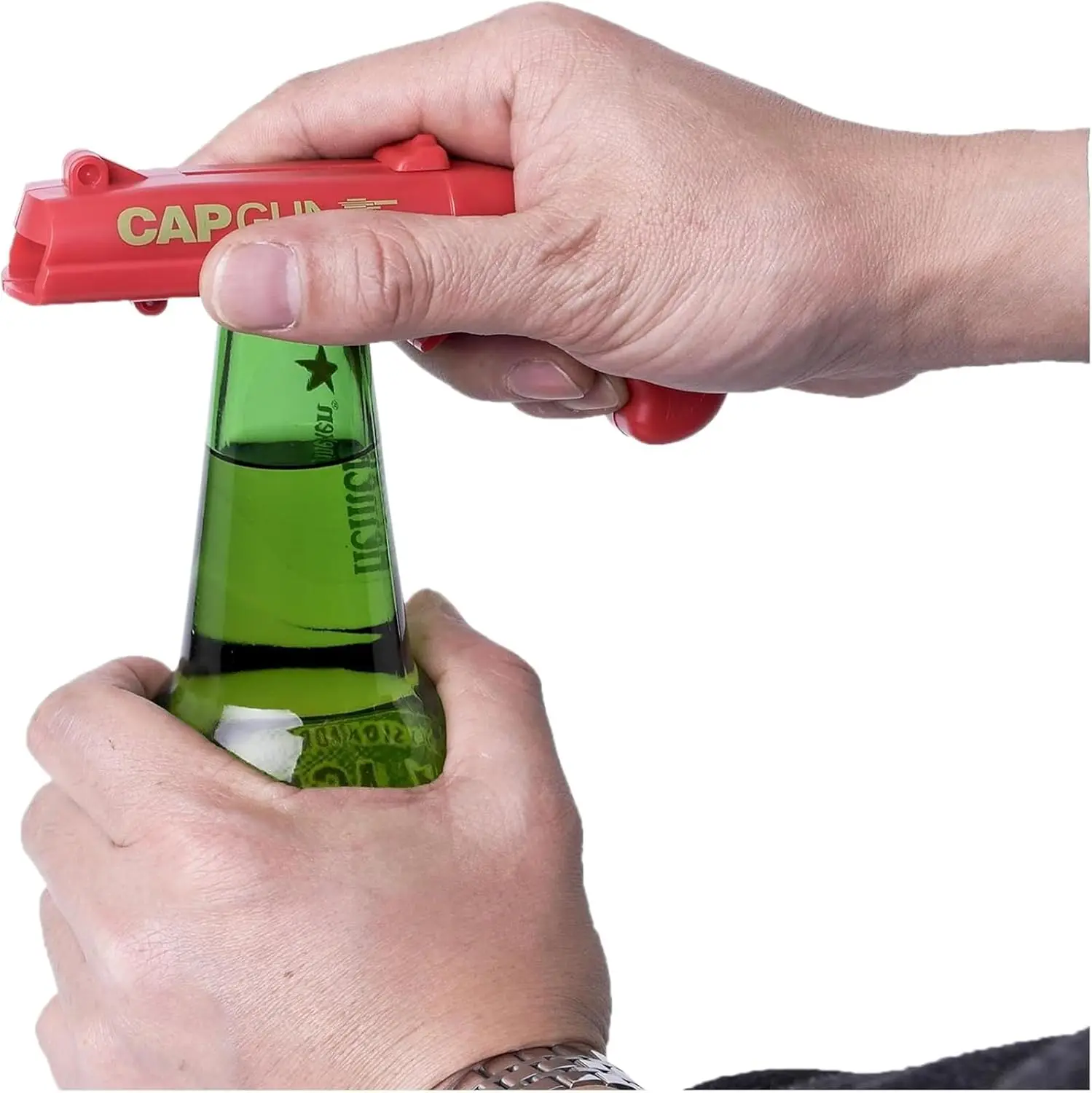 Abridor de Botellas con Lanzador de Tapas, Divertido Disparador de Tapas para Fiestas, Barbacoas, Eventos al Aire Libre, Gadget Único para Disparar Tapas de Cerveza, Regalo Genial para Hombres