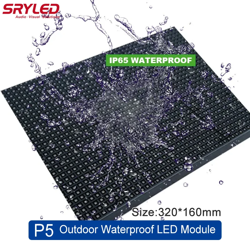 

SRYLED Outdoor P5 LED Screen Module 320mmx160mm 1/8Scan 64x32 Dots SMD2727 Advertising LED Display Module Send Free Cable