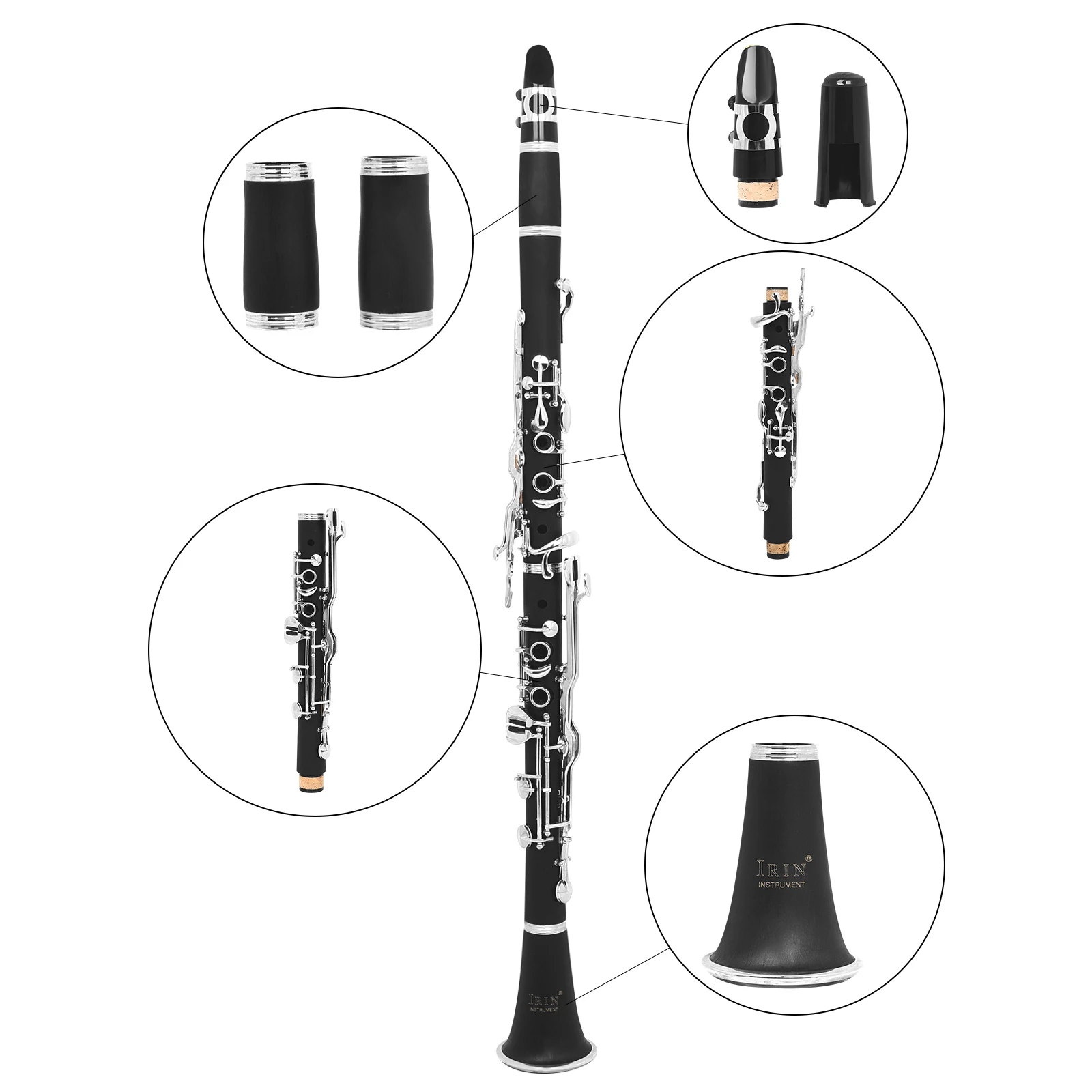 IRIN Clarinet German System G Key 17 Keys Bakelite Wooden Clarinet With Box Reed Accessory Pro Woodwind Musical Instrument