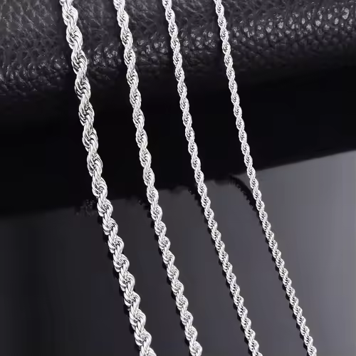 1 piece 925 sterling silver Width 2mm/3mm/4mm Rope Chain Necklace/Bracelet For Men Women Man Fashion Chain Necklace - Image 2