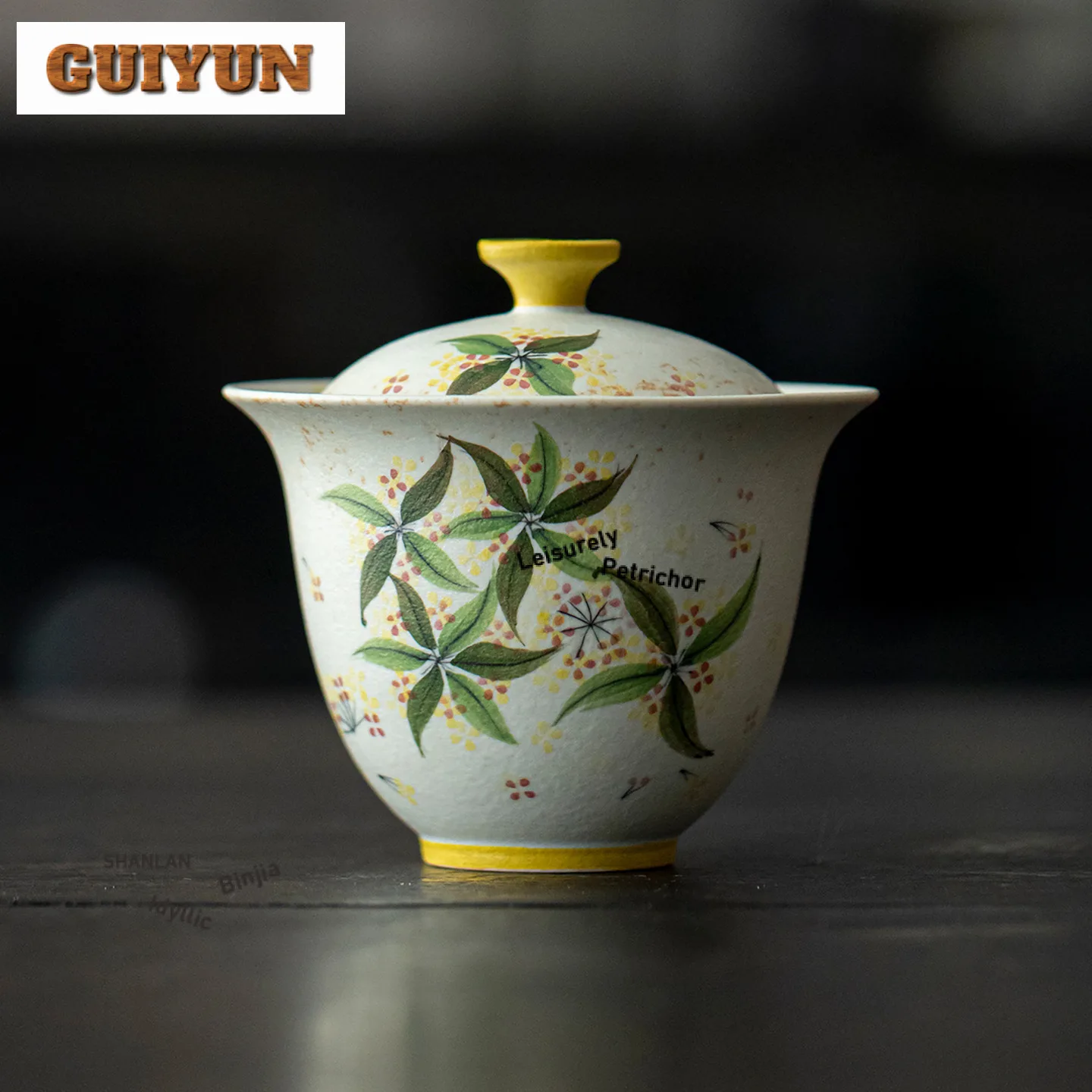 130ml Hand-painted Osmanthus Gaiwan Retro Tea Tureen Tea Bowl With Lid Kit Tea Maker Cover Bowl Teaset Supplies Decoration