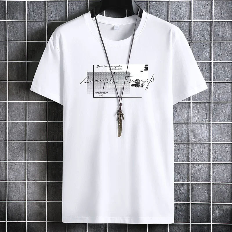 2025 New Men's Summer Cotton T-shirt Male Fashion Summer Clothes Short Sleeve Summer T-shirt O-Neck Men's Clothing