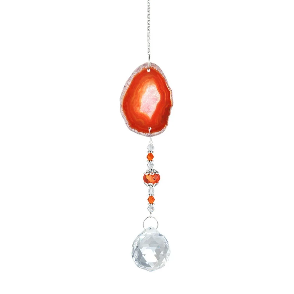 Natural Colorful Crystal Agate Sun Catcher Crafts Rainbow Prism Ball Crystal Wind Chime Garden Pendant Rainbow Maker
