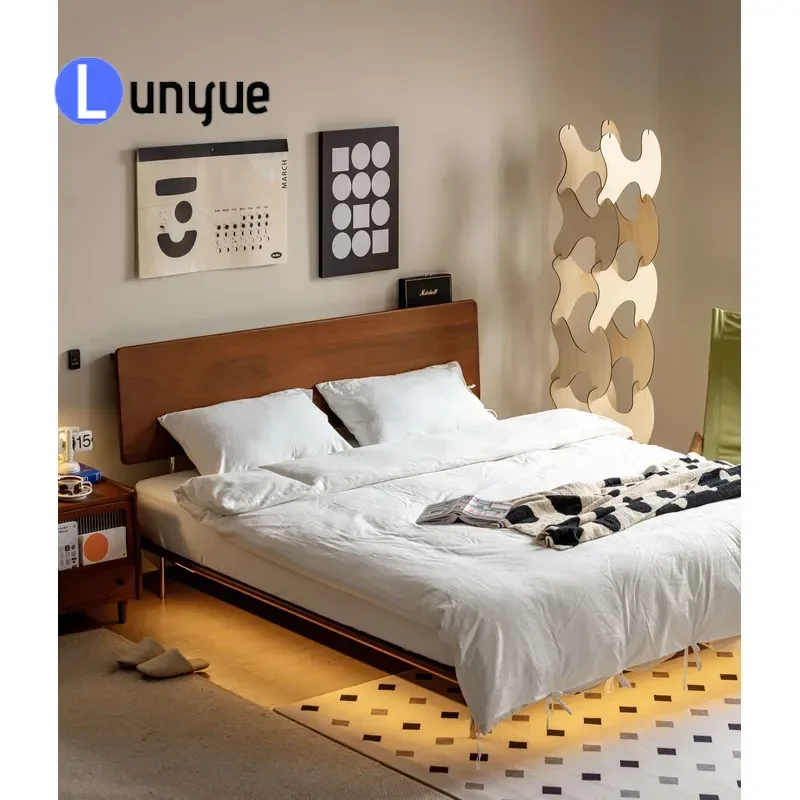 Scandinavian Style Luxury Tatami Bed Modern Wooden Frame Double Bed 1.5m 1.8m
