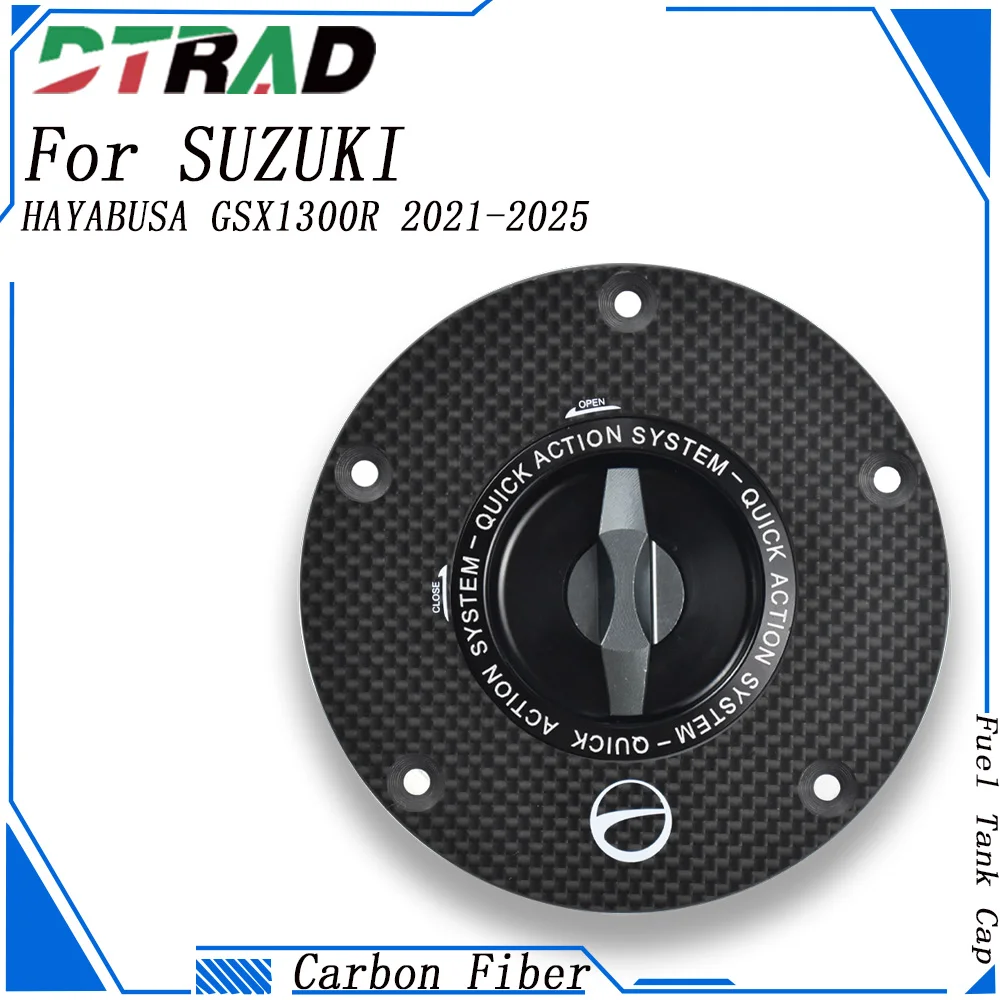 For SUZUKI HAYABUSA GSX1300R 2021-2025 Carbon Fiber Keyless Fuel Tank Cap Gas Oil Airbox Locking Quick Release Petrol Cover
