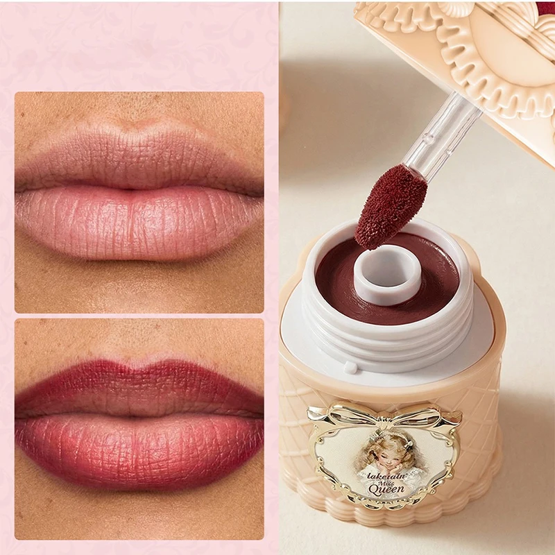 Strawberry Cake Mousse Lip Mud, Glaze Mousse Lipstick Creamy Texture Silky Smooth Weightless Feel Blurring Effect High Coverage