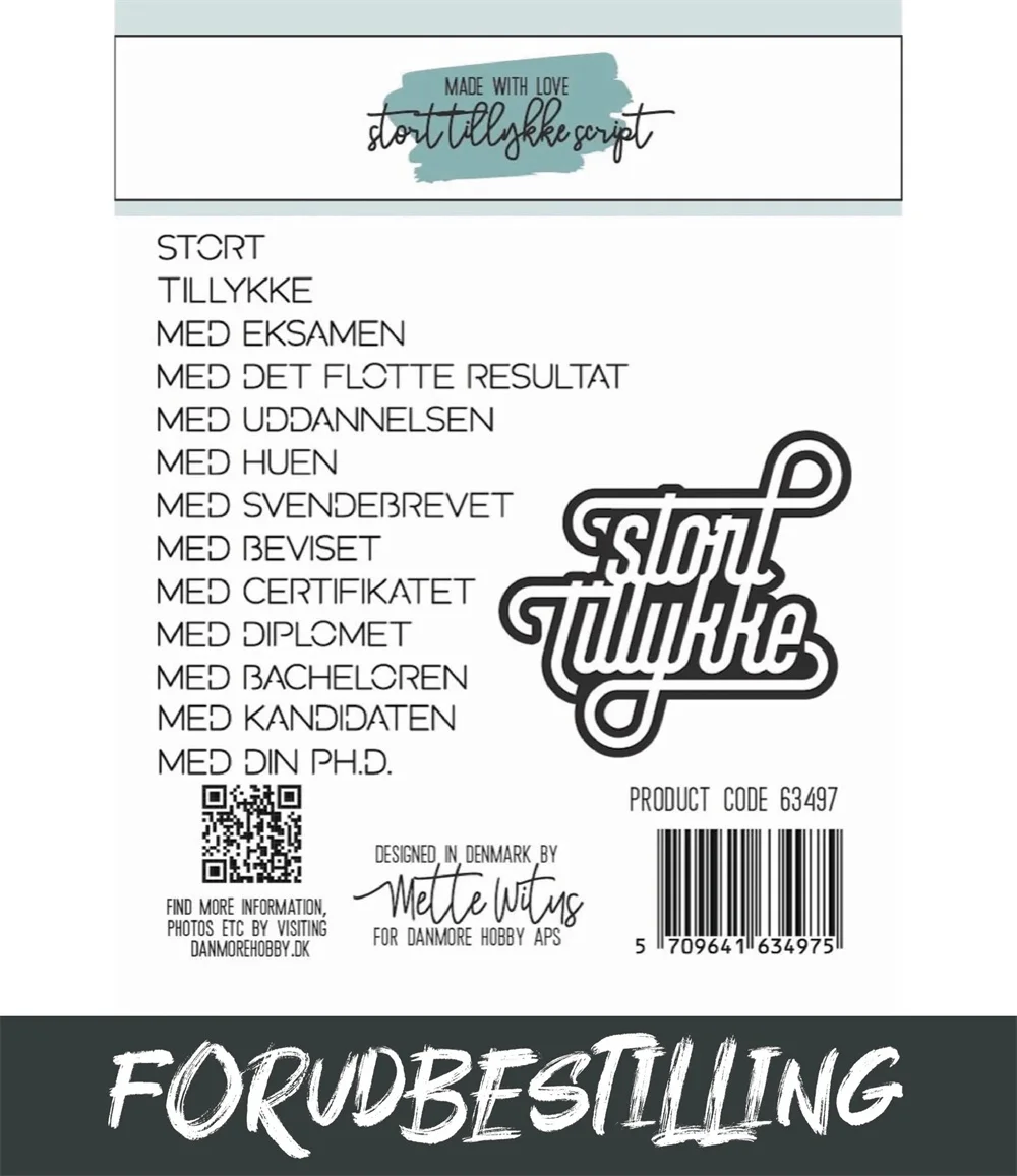 Dan/ MW MADE WITH LOVE Stort Tillykke Script Rund Æske Tilbehør – Hue & Oval Æske Leafy Background DIY Scrapbook Handmade 2026