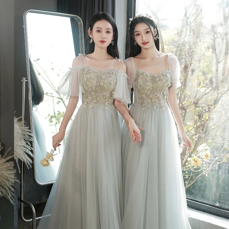 Bridesmaid Dress Mori Grey Engagement drag costume ballroom dress standard clothes for women