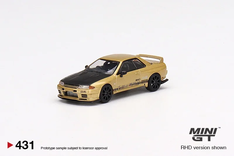 TSM MODELS MINIGT #431 Nissan Skyline GTR VR32, modèle de voiture de course en or moulé sous pression, jouets pour enfants, cadeau, 1:64