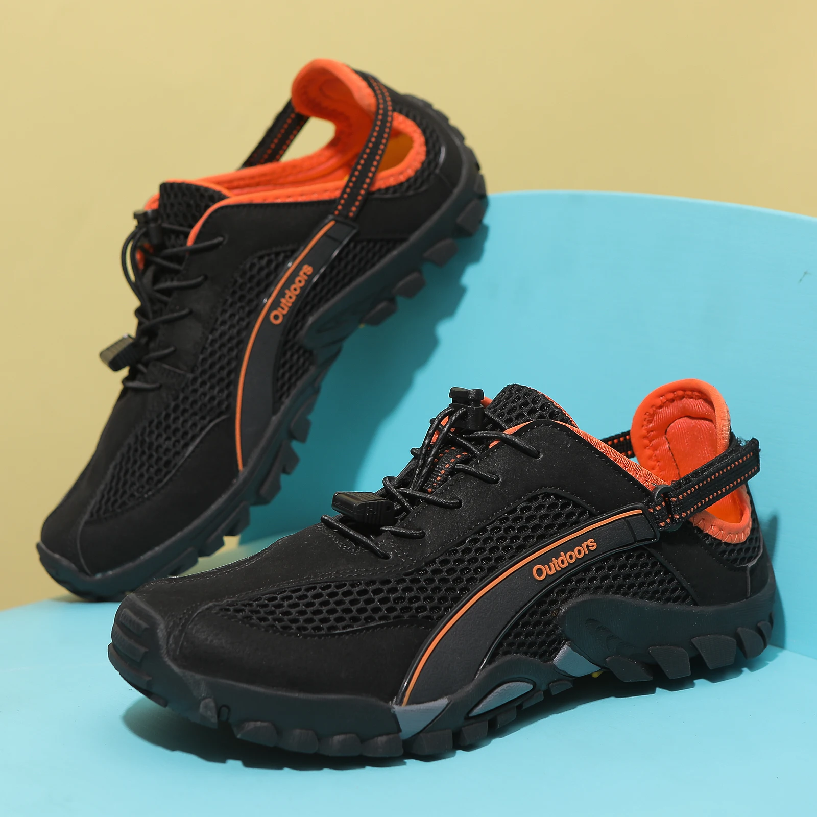 Men's Solid Color Creek Tracing Water Shoes Outdoor Beach Swimming Mountaineering Shoes Breathable Quick-Dry Aqua Shoes