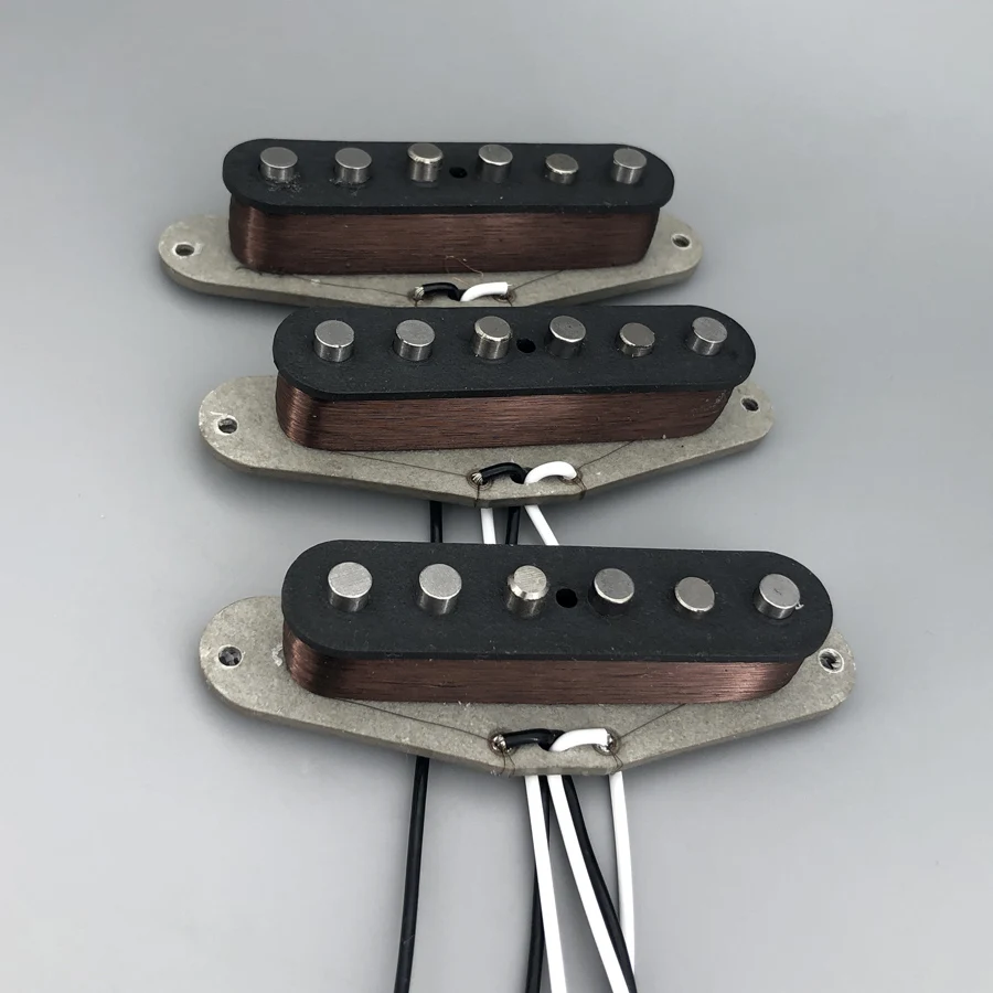 

Vintage V70 SSS Handwound Alnico 5 Guitar Pickups Grey Bottom Plate Plain Enamel Wires