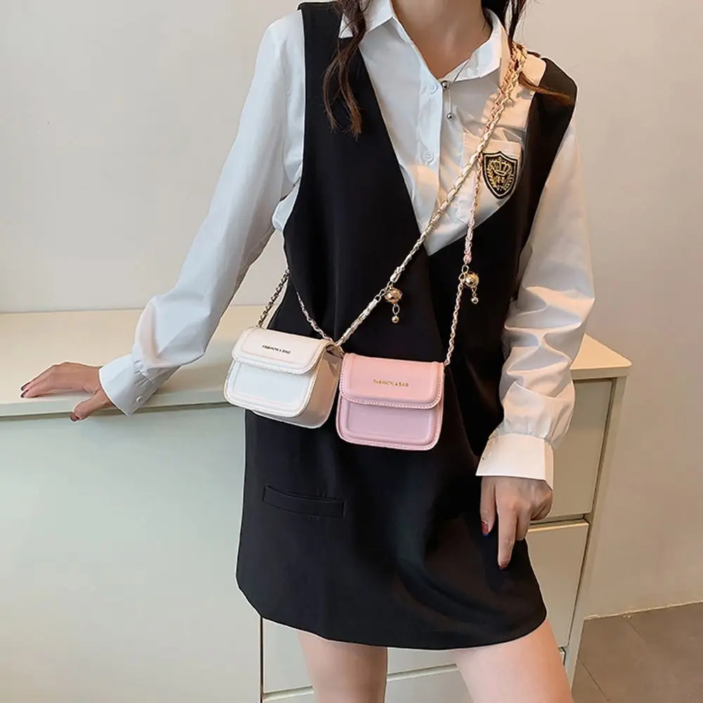 Korean PU Leather Letter Crossbody Bags Shoulder Bag Ins Chain Tote Bag Women Handbag Large Capacity Messenger Bag