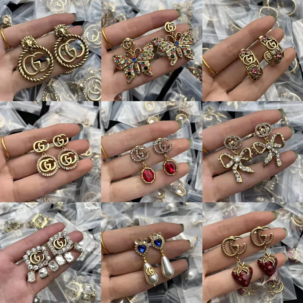 

High VersionNew Earring Series Classic Retro Color Diamond Pearl Earrings for Women Trendy Fashion Versatile