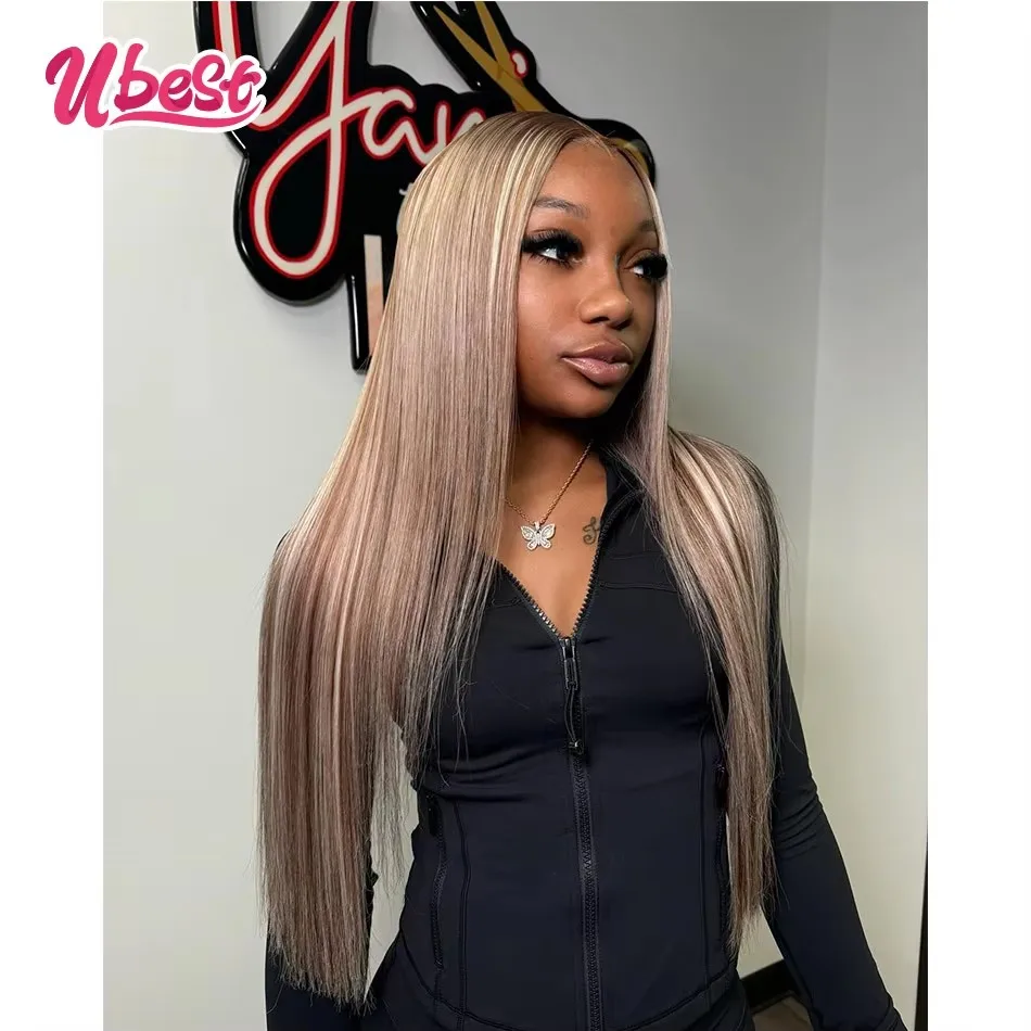

Piano 613 Brown Colored Straight 13x6 Lace Front Wigs Brazilian 100％ Human Hair Transparent Glueless Wig Pre Plucked For Women