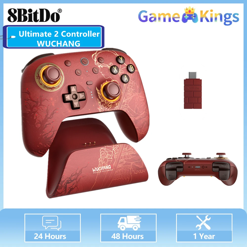 وحدة تحكم لاسلكية 8BitDo Ultimate 2 - لوحة ألعاب WUCHANG 2.4G مع قاعدة شحن Windows Android TMR Joysticks Game