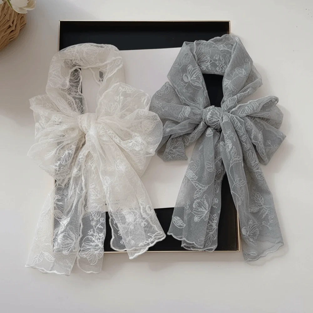 

Универсальный женский кружевной шарф в стиле ретро, однотонный, корейская версия, солнцезащитная накидка, длинный вышитый цветочный платок для женщин