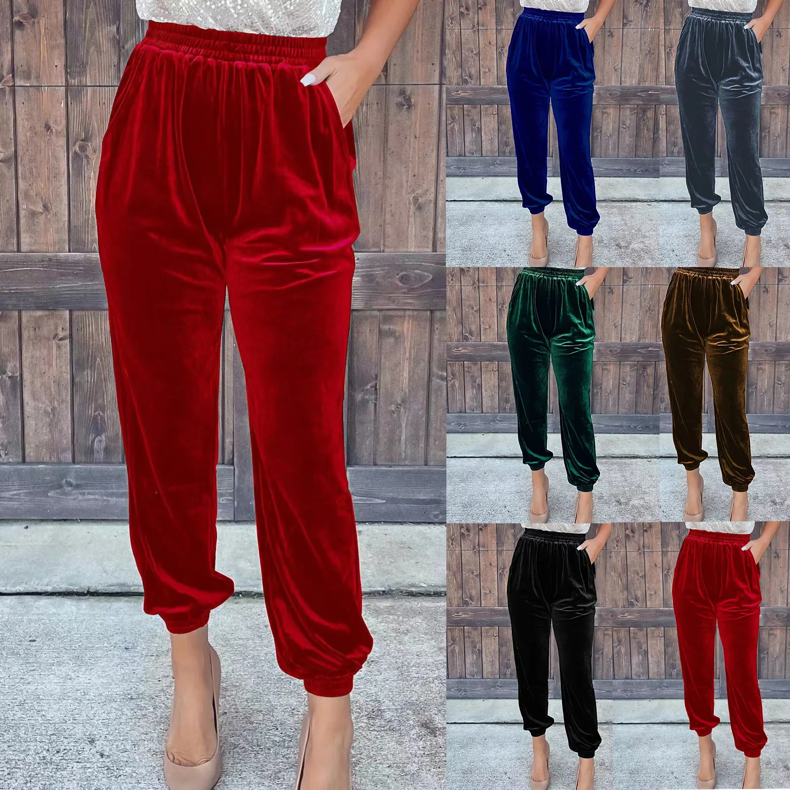 Pantalones largos de Color sólido para mujer, ropa femenina, versión coreana, cintura elástica, recta, informal, Y2k